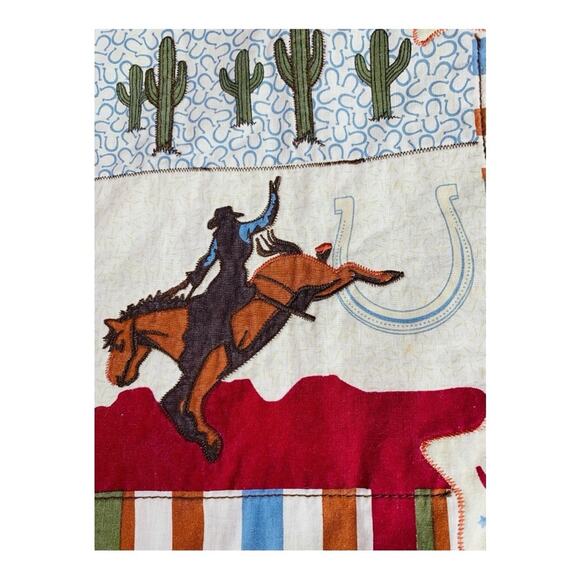 Home Studio Quilted Placemats Western Theme Cowboy Set of 8 Cactus Rodeo - Picture 3 of 8